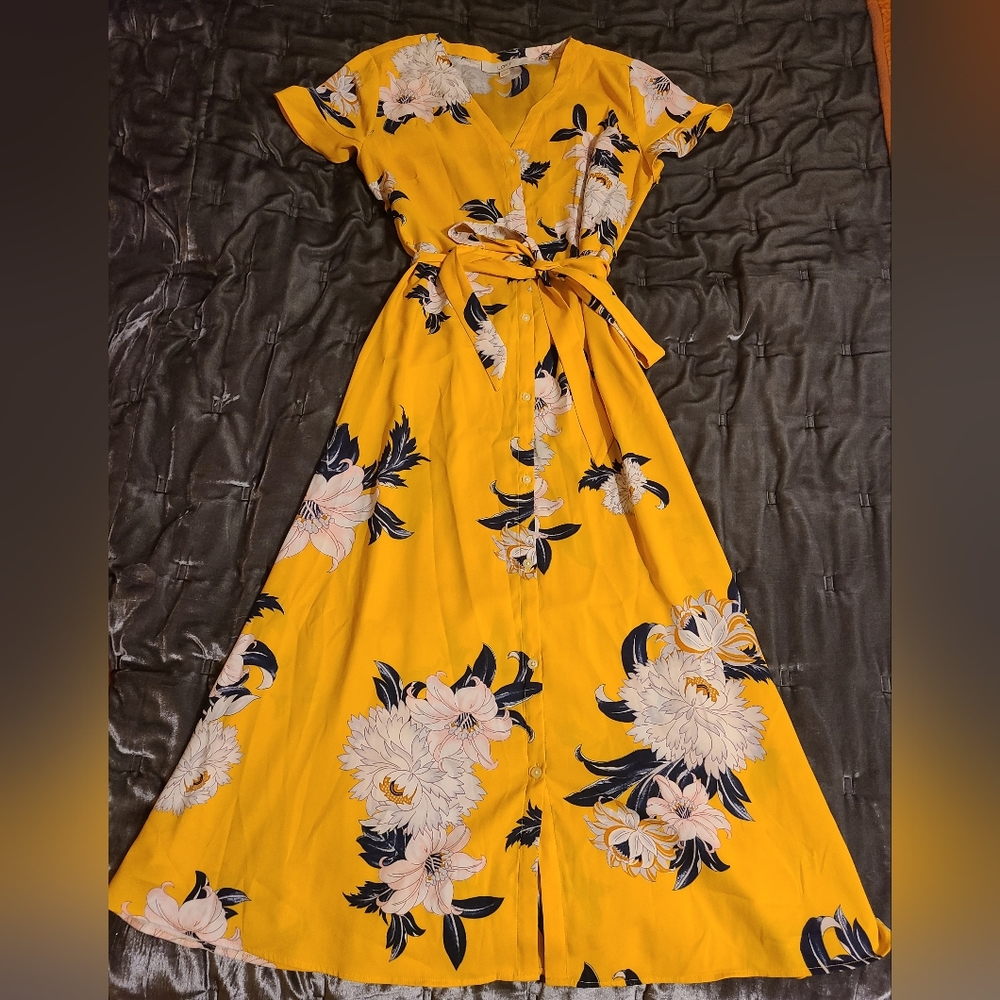 Loft Yellow Buttondown Sundress